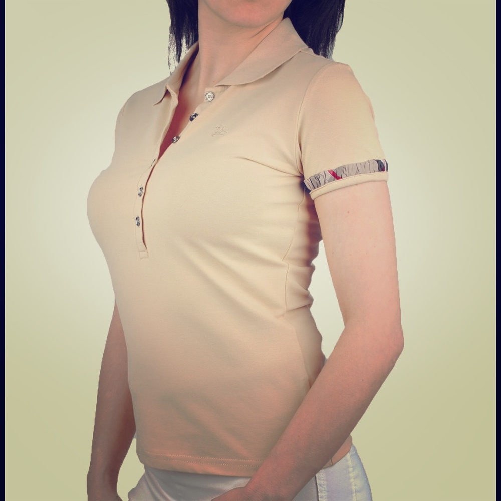 Cream burberry polo shirt